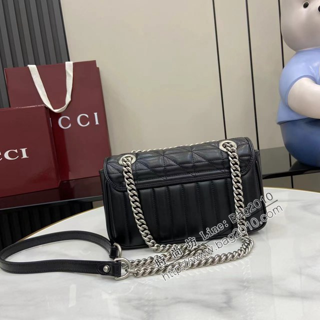 Gucci專櫃古馳最新款Marmont系列絎縫迷你手袋原廠皮鏈條女士挎包 jh2972型號：446744